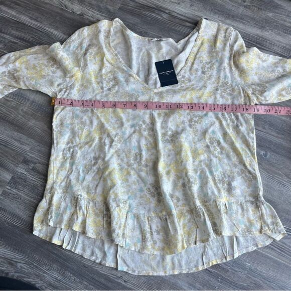 Lucky Brand Floral Long Sleeve Maya Тор Ruffled Hemline - Picture 13 of 14